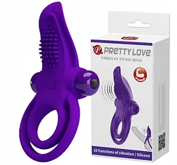 Ерекційне кільце з вібрацією Pretty Love 11.3 см фіолетовий - мініатюра 2