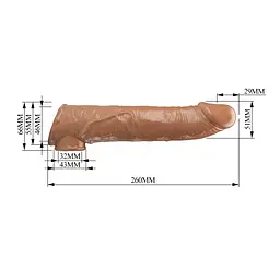 Насадка на пеніс Pretty Love Extension Penis Sleeve, 26 см (коричневий) - мініатюра 3
