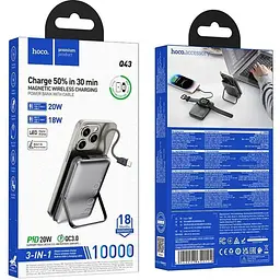 Зовнішній акумулятор Hoco Q43 Clever 10000mAh 20W Metal Gray [165932] - мініатюра 5