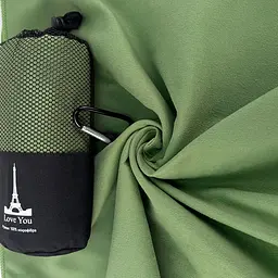 Дорожній спортивний рушник Love You з мікрофібри з чохлом 70х140 см зелений (60148) - мініатюра 3