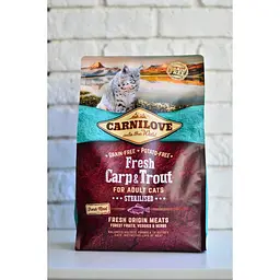 Сухий корм Carnilove Fresh Carp & Trout Sterilised for Adult cats 2 кг короп і форель для стерилізованих кішок - мініатюра 8
