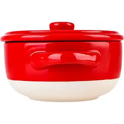 Форма для запікання МВМ My Home кругла з кришкою S 14.5х11.5х6.5 см (KP-45 S WHITE/RED) - мініатюра 4