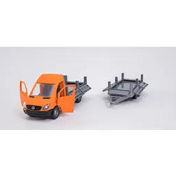 Автомобіль Tigres Mercedes-Benz Sprinter бортовий з причепом, масштаб 1:24, помаранчевий (39667) - мініатюра 7