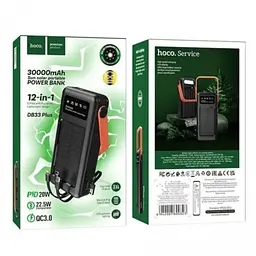 Універсальна мобільна батарея із сонячною панеллю Hoco DB33 Plus Rising 22.5W+PD20W Sun Solar 30 000mAh чорний - мініатюра 2