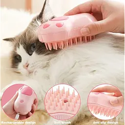 Електрична щітка 3в1 для вичісування шерсті у тварин Pet Spa Рожева - мініатюра 3