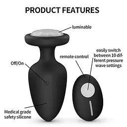 Анальна пробка з вібрацією та підсвічуванням 10X Light Up Rechargeable Anal Plug K000752 - мініатюра 5