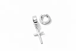 Сережки з білого золота з хрестиком S-0387 - мініатюра 3
