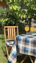 Водовідштовхувальна Скатертина Шахматка синя 120х120 см (+ 2 серветки 30х40) - мініатюра 9