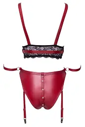 Комплект Cottelli Collection Bra Set Bondage L червоний - мініатюра 5