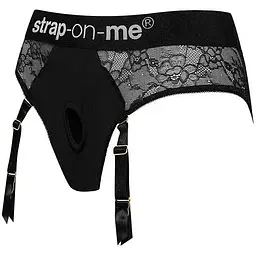 Мереживні труси для страпона з підв'язками для панчіх Strap-On-Me Diva Harness M - мініатюра 2