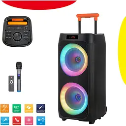 Портативна колонка Bluetooth NDR 1096A 2х8", портативна акустика з мікрофоном, караоке колонка з радіо (ST)