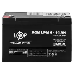 Акумулятор AGM LPM 6V - 14 Ah - мініатюра 2
