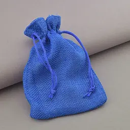 Подарочный мешочек из мешковины на затяжках синий 9х13,5 см