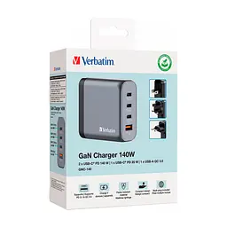 Зарядний пристрій Verbatim GaN 140 W 4 ports (2xUSB-C-140 W,USB-C 20 W /USB-A -3.0) (32203) - мініатюра 7