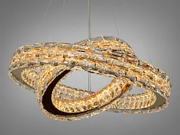 Підвісна LED-люстра Diasha 7896/600+400S-gold з двома кришталевими кільцями, пультом, 54 W, Gold, 60 см, 12-20m2 - мініатюра 4