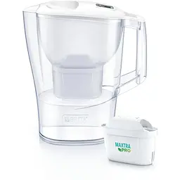 Фільтр-глечик Brita Aluna Memo MXPro 2.4л (1.4л очищеної води) з фільтр-картриджем 3шт, білий (1053054)