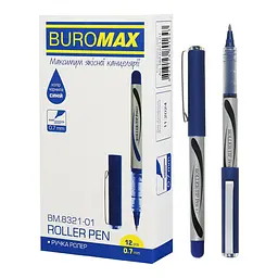 Набір гелевих ролерів Buromax, 12 шт., 0.7 мм, синій, BM.8321-01