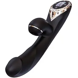 Вакуумний вібратор-кролик з підігрівом KISTOY A-King Pro Black, з LED-екраном - мініатюра 1