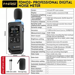 Шумомір, цифровий вимірювач рівня звуку FNIRSI FDM-02 - мініатюра 4
