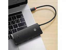 Мультипортовий адаптер BASEUS Lite Series 6-Port USB-A HUB Black (WKQX050001) - мініатюра 8