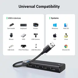 Хаб USB 3.0 -> 4хUSB-A 3.2 Gen1 10Gbps Black CM219 Ugreen - мініатюра 6