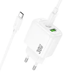 МЗП Hoco CS55A Surplus PD30W+QC3.0 (1USB-A/1C) + кабель Type-C to Type-C White - мініатюра 5