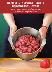 Подрібнювач для кухні, подрібнювач чопер кухонний, блендер з металічною чашою, MultiFunction Food Blender, 1500 Вт Black - мініатюра 6