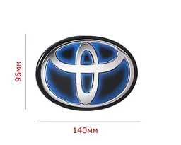 Емблема під склом Toyota Чорна із Синім Контуром 140х96 мм на скотчі (Завод) - мініатюра 2
