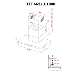 Витяжка декоративна Т-подібна Perfelli TET 6612 A 1000 I LED - мініатюра 11