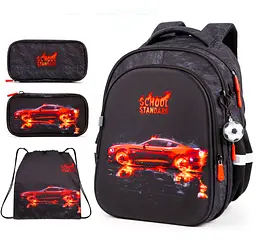 Ортопедичний шкільний рюкзак 3 в 1 для хлопчика School Standard 38х30х18 см з Машиной для молодших класів (Full 150-34)