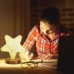 Нічник світильник 3 режими настільна кришталева лампа у формі зірки Creative Table Lamp - мініатюра 3