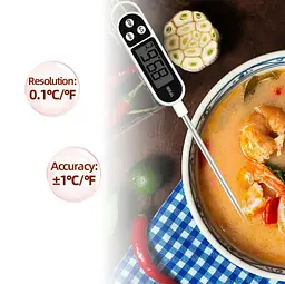 Термометр кухонний харчовий цифровий електронний зі щупом для м'яса Bodasan TP300. Білий - мініатюра 3