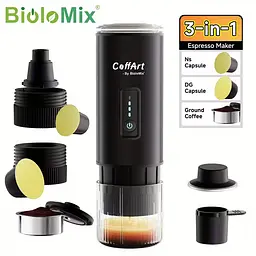 Портативна кавоварка BioloMix WY-007 3-в-1 для справжнього еспресо будь-де (Чорний) - мініатюра 8