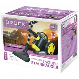 Пилосос Brock BVC 8056 YT контейнерний 800 Вт 2 л фільтр НЕРА чорно-жовтий - мініатюра 2