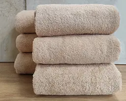 Набір турецьких махрових однотонних рушників Zeron 6 штук 50х90 Beige щільність 500 г/м2 - мініатюра 2