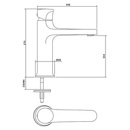 Змішувач для умивальника Cersanit Inverto хром + чорна ручка S951-300, Хром - мініатюра 2