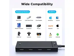 USB-хаб UGREEN CM806 5-in-1 Port Black (55334) - мініатюра 2