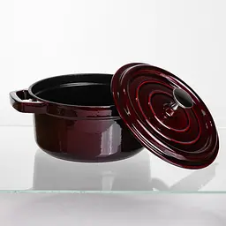 Кокотниця чавунна емальована 2 л, бургунді Yongkang HP-FLG-8 burgundy - мініатюра 3