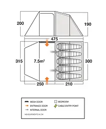 Намет п'ятимісний Vango Beta 550XL Mineral Green (TEUBETA00000002) - мініатюра 3