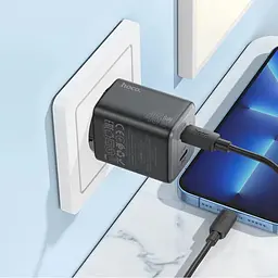 Зарядний пристрій Hoco N42 Quick Charger PD 45W / 2 х Type-C з кабелем Type-C to Type-C Black - мініатюра 3