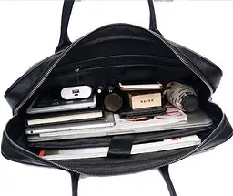 Шкіряна чоловіча сумка-портфель для ноутбука Tiding Bag M364A чорна - мініатюра 5