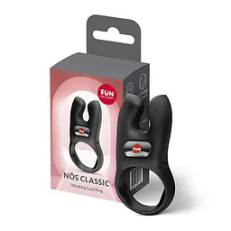 Ерекційне віброкільце з подвійною стимуляцією клітора Fun Factory NŌS CLASSIC Black, 2 мотори - мініатюра 7