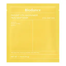 Маска гідрогелева освітлювальна з вітаміном С і ніацинамідом Radiant Vita Niacinamide Real Deep Mask Biodance 1 шт