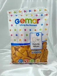 Надувні повітряні кульки Gemar 26 см (10") 100 шт наповнення повітрям або гелієм Золотистий - мініатюра 2