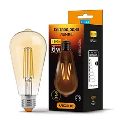 Лампочка Videx Filament ST64FAD 6W E27 2200K 220V (VL-ST64FAD-06272) - мініатюра 2