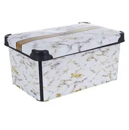 Кошик із кришкою Violet House Decor Marble White, поліпропілен, 20 л (0648 DECOR Marble White с/кр. 20) - мініатюра 2