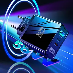Зарядний пристрій XON PowerCharge 58W (PD20) USB Type-C (PCWA058020A1С2B 6068) Чорний - мініатюра 2