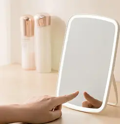 Дзеркало косметичне Salon Professional настільне 3 кольори світла сенсорна кнопка USB або батарейки - мініатюра 2