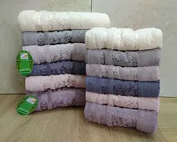 Набір турецьких махрових рушників Cestepe 50х90 6 штук + 70х140 6 штук Bamboo Damaks