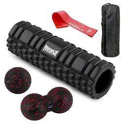 Набір для масажу та йоги PowerPlay PP_4097 (Ролик 30*10 + 2-ва мячі) Black + гумка 11 кг (PP_4097_Black)